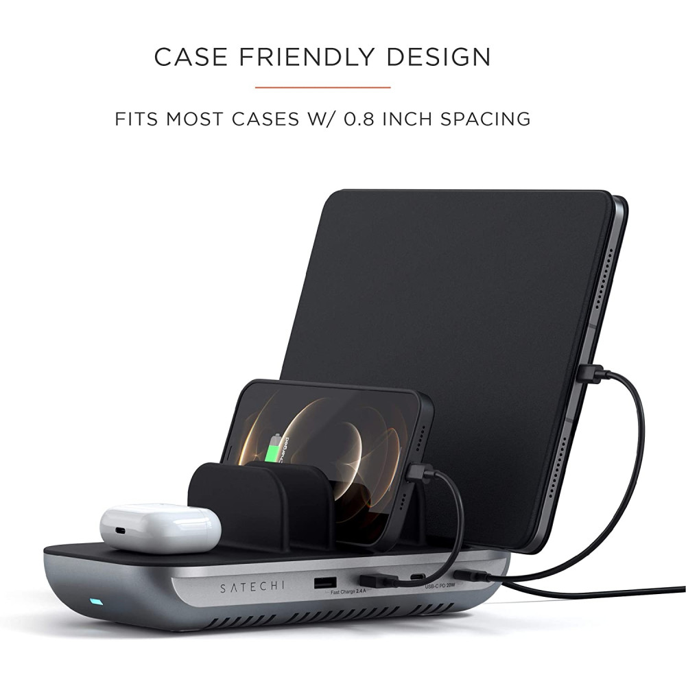 Satechi Dock5 Multi-Device Charging / Wireless Station - Βάση Ασύρματης & Ενσύρματης Φόρτισης - Space Grey (ST-WCS5PM)