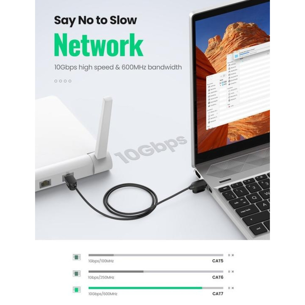 Ugreen NW107 Καλώδιο Ethernet RJ45 σε RJ45 - 10Gbps - Cat.7 - STP - 8m - Black (11272)