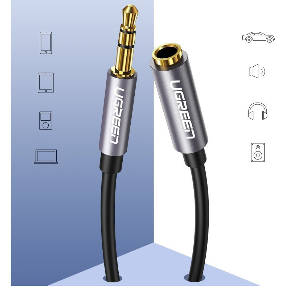 Ugreen Extention Καλώδιο Ήχου Aux Audio - 3.5mm Jack (male) σε 3.5mm Jack (female) - 100cm - Black (10592)