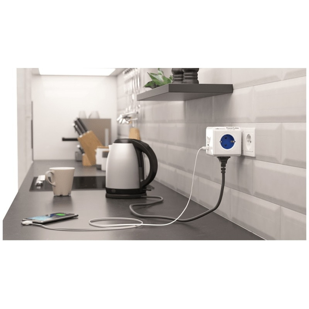 Allocacoc PowerCube Original USB - Πολύπριζο Με 4 Υποδοχές - 2 Θύρες USB - Grey - 2 Έτη Εγγύηση (1202GY/DEOUPC)