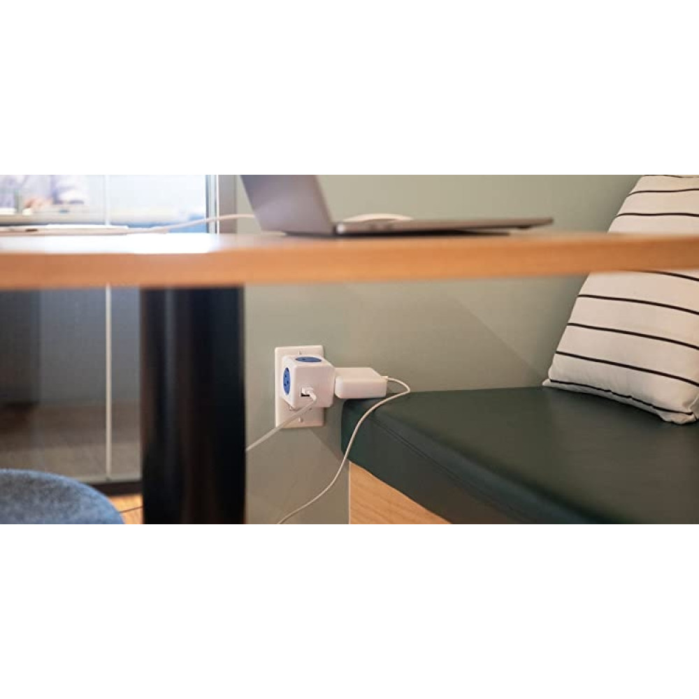 Allocacoc PowerCube Original USB - Πολύπριζο Με 4 Υποδοχές - 2 Θύρες USB - Blue - 2 Έτη Εγγύηση (1202BL/DEOUPC)