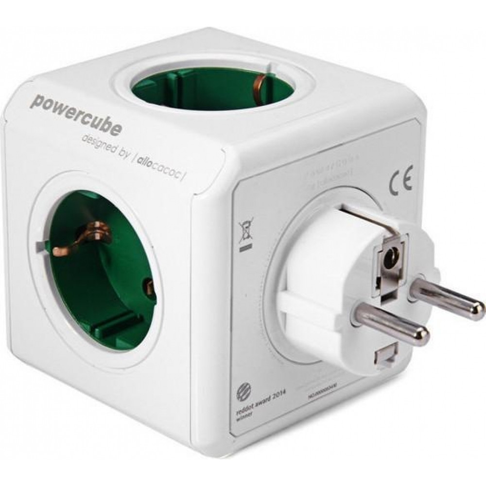 Allocacoc PowerCube Original - Πολύπριζο με 5 Υποδοχές - Green - 2 Έτη Εγγύηση (1100GN/DEORPC)