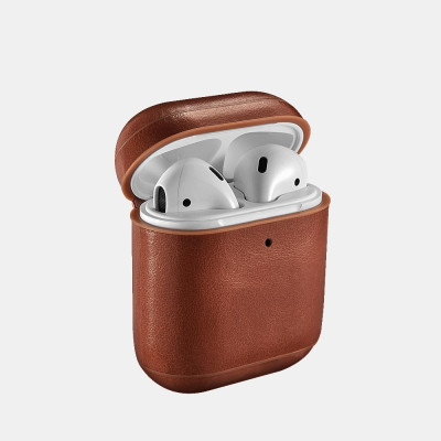 iCarer Vintage Δερμάτινη Θήκη με Γάντζο για Apple AirPods 2nd Gen / 1st Gen - Brown (IAP032-BN)