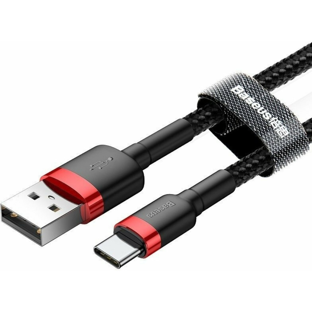 Baseus Καλώδιο Φόρτισης και Μεταφοράς Δεδομένων USB σε Type-C 200cm - 2Α - Red / Black (CATKLF-C91)