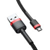 Baseus Καλώδιο Φόρτισης και Μεταφοράς Δεδομένων USB σε MicroUSB - 200cm - 1.5A - Red / Black (CAMKLF-C91)