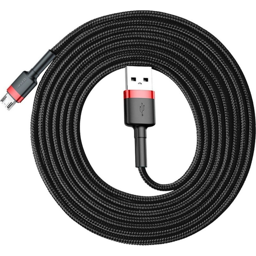 Baseus Καλώδιο Φόρτισης και Μεταφοράς Δεδομένων USB σε MicroUSB - 200cm - 1.5A - Red / Black (CAMKLF-C91)