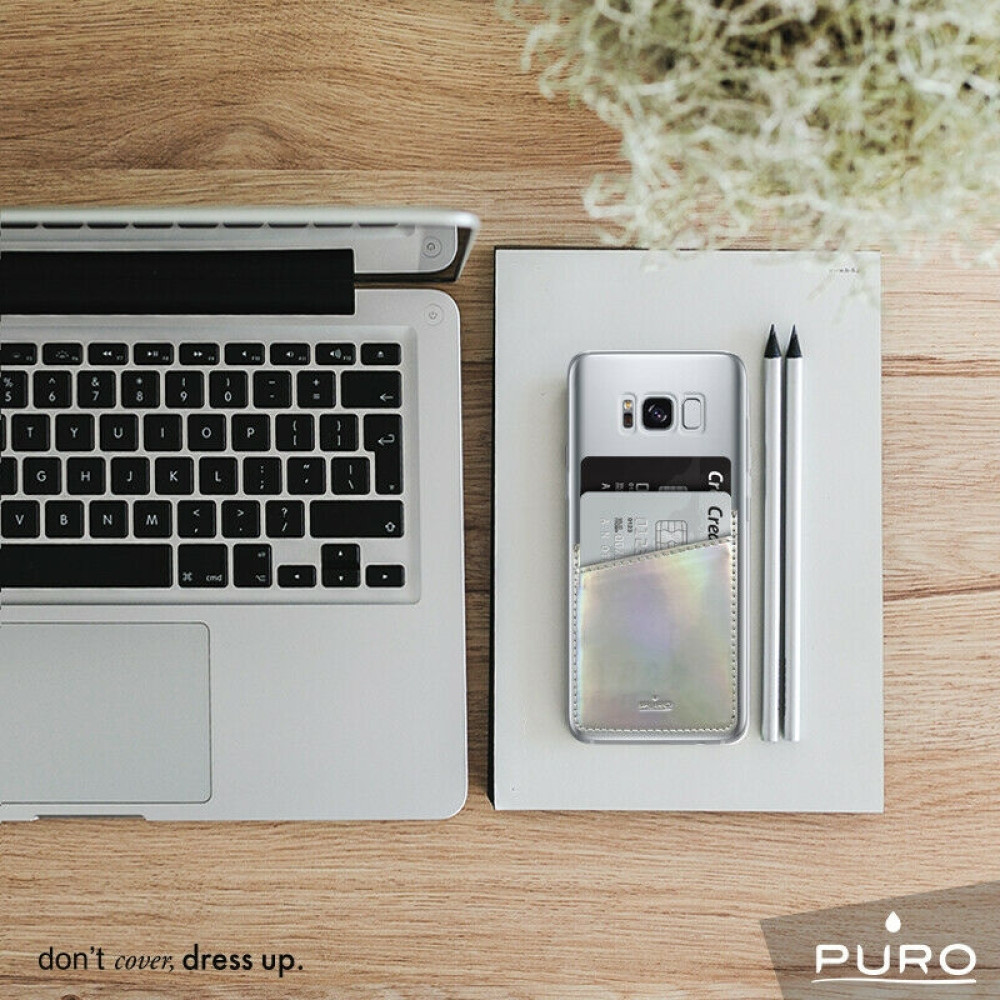 Puro Universal Eco-Leather Wallet - Πορτοφόλι Shiny Holo Pocket - Silver (POCKET01-IRI)