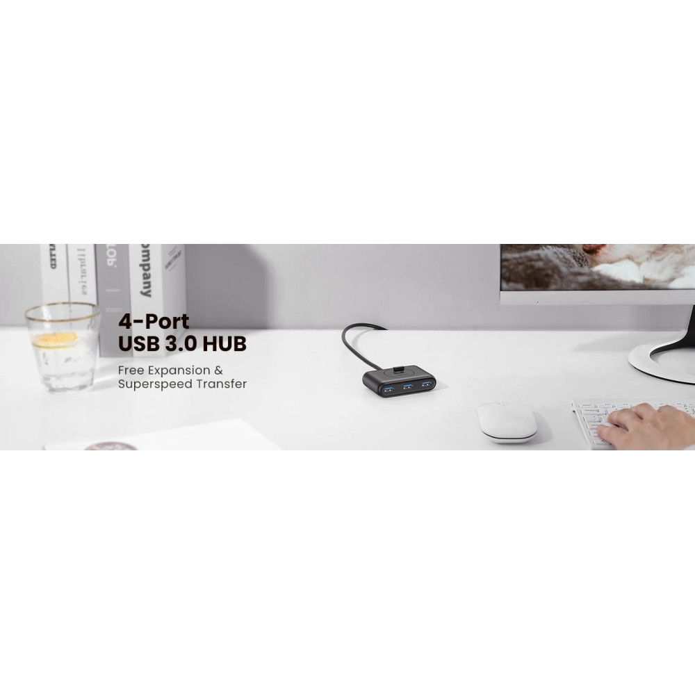 Ugreen USB 3.0 Hub 4 in 1- Αντάπτορας USB (male) σε 4 x USB (female) - 50cm - Black (20290)