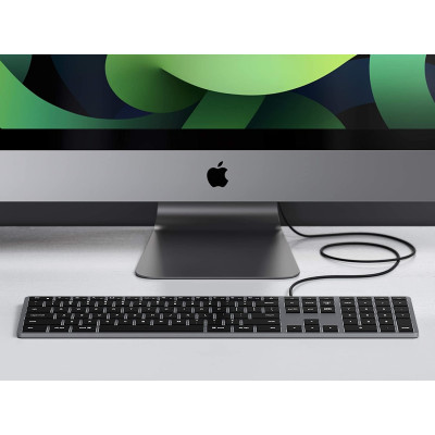 Satechi Slim W3 Wired Backlit Keyboard για Mac - Ενσύρματο Πληκτρολόγιο Αλουμινίου - Space Grey (ST-UCSW3M)