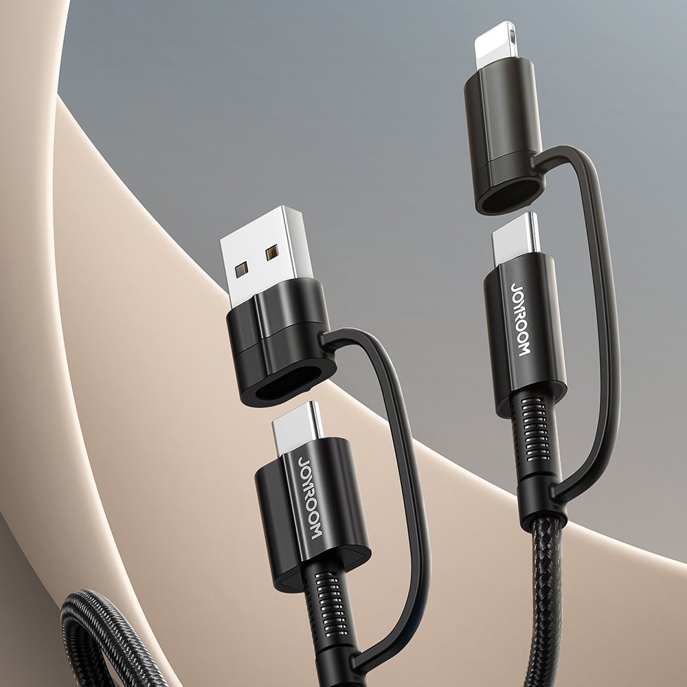 Joyroom G3 4 in 1 Multifunctional Cable - Καλώδιο Φόρτισης και Μεταφοράς Δεδομένων 60W - USB / Type-C - Type-C / Lightning - 120cm - Black (S-1230G3)