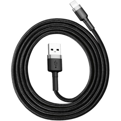 Baseus Καλώδιο Φόρτισης και Μεταφοράς Δεδομένων USB σε Lightning 2.4A - 100cm - Grey / Black (CALKLF-BG1)