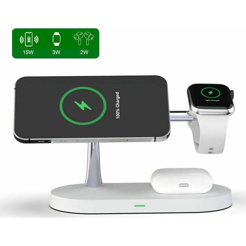 Tech-Protect A12 3 in 1 Wireless Charging Station - Βάση Ασύρματης Φόρτισης MagSafe για iPhone 16 / 15 / 14 / 13 / 12 / Airpods / Apple Watch - 15W - White (6216990211850)