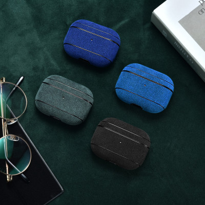 iCarer Alcantara Δερμάτινη Θήκη για Apple AirPods Pro 1st Gen - Black (WMAP006-BK)