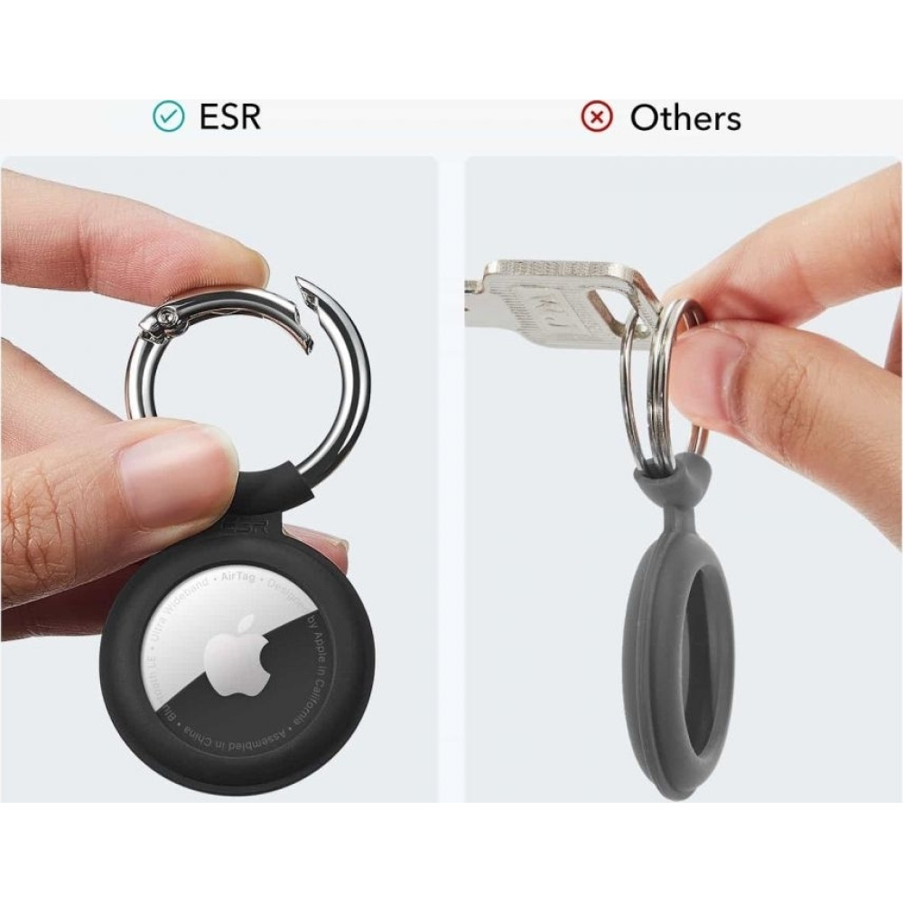 ESR Cloud Θήκη / Μπρελόκ Σιλικόνης Apple AirTag - Black / Blue - 2 Τεμάχια (4894240130742)