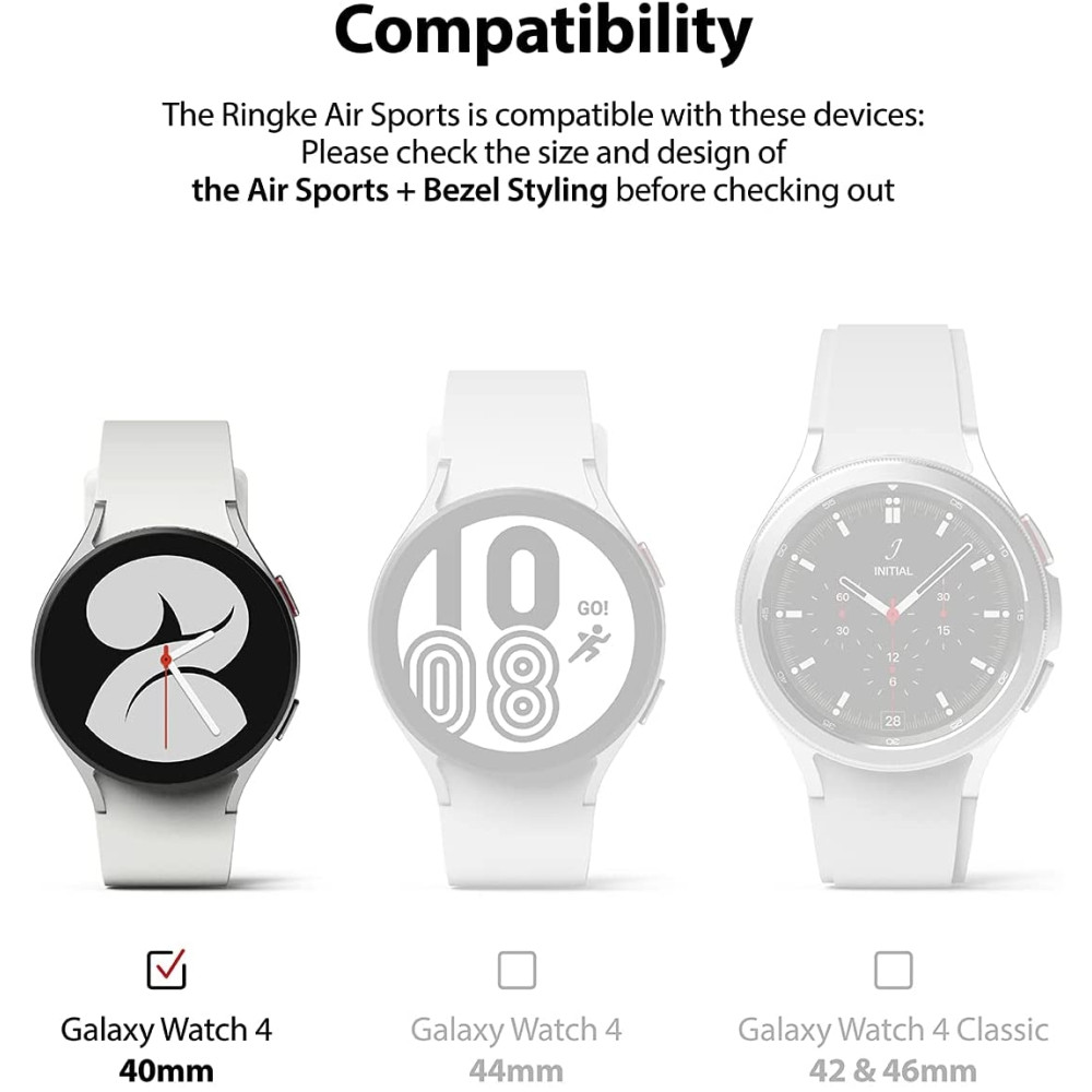 Ringke Air Sports & Bezel Styling - Σετ Θήκη TPU και Bezel / Στεφάνη - Samsung Galaxy Watch 4 40mm - Black / Silver (8809818842381)