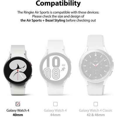 Ringke Air Sports & Bezel Styling - Σετ Θήκη TPU και Bezel / Στεφάνη - Samsung Galaxy Watch 4 40mm - Black / Silver (8809818842381)