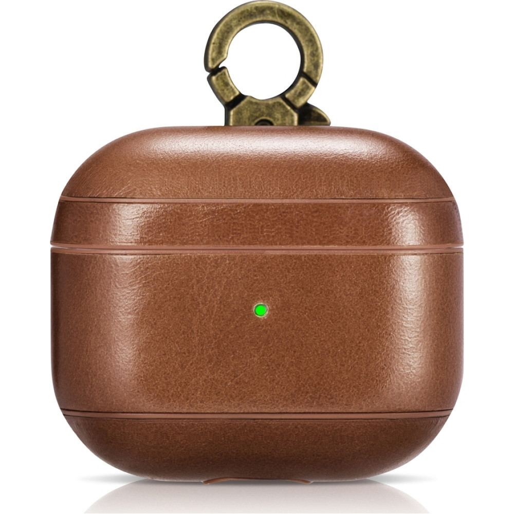 iCarer Vintage Δερμάτινη Θήκη με Γάντζο για Apple AirPods 3rd Gen - Brown (IAP057-BN)