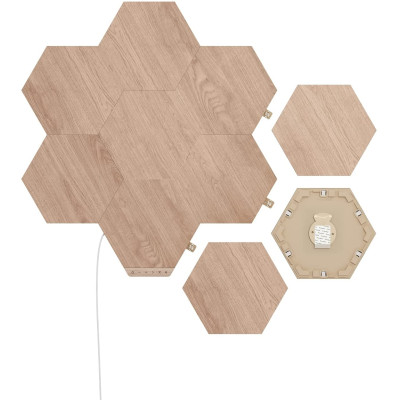 Nanoleaf Elements Wood Look Hexagons Expansion Pack - Αρθρωτές Συνθέσεις LED Φωτισμού - 3 Τεμάχια (NL52-E-0001HB-3PK)