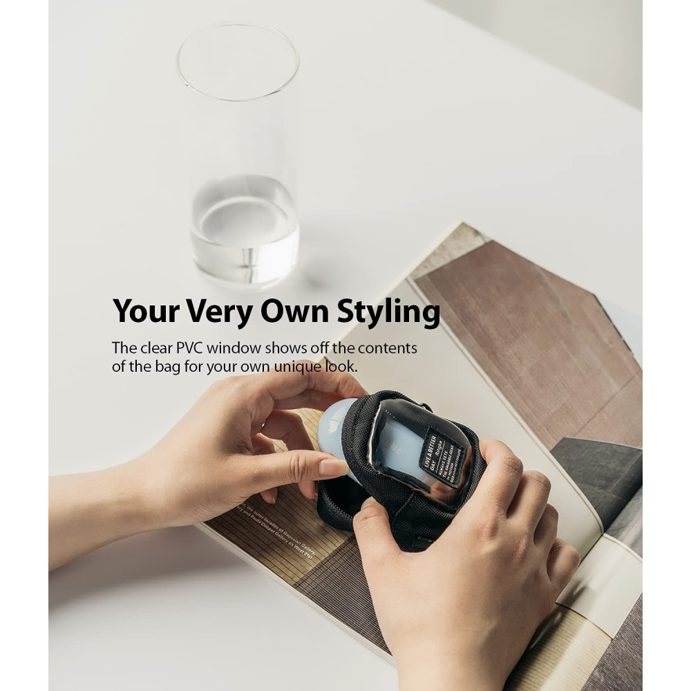 Ringke Mini Pouch Block Clear - Universal Τσαντάκι / Πουγκί για Ακουστικά / Αξεσουάρ με Αντιμικροβιακή Ύφανση - Clear (8809785457137)