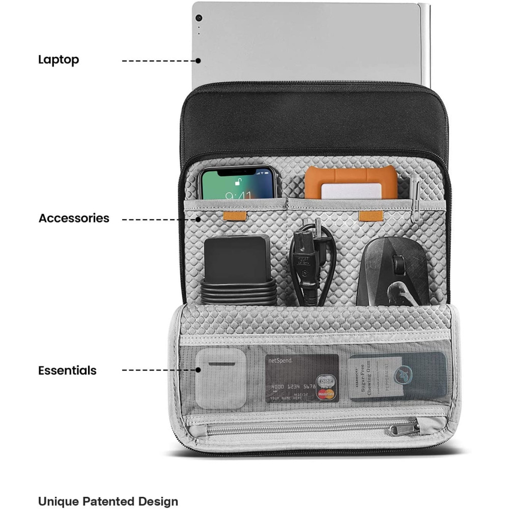 Tomtoc Pocket Sleeve - Τσάντα Μεταφοράς Premium H13 για Laptop 14" - Black (H13-C01D01)