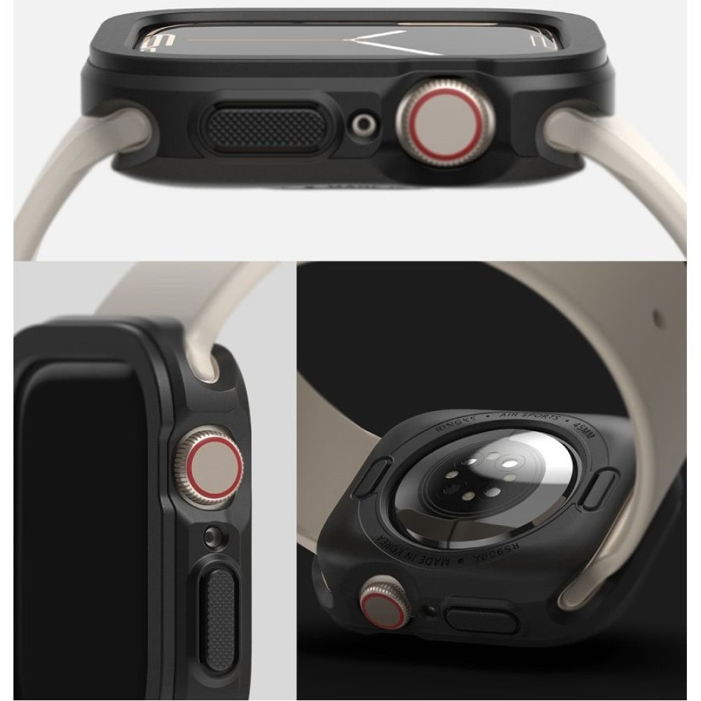 Ringke Air Sports Θήκη Σιλικόνης - Apple Watch 9 / 8 / 7 45mm - Black (8809848200694)