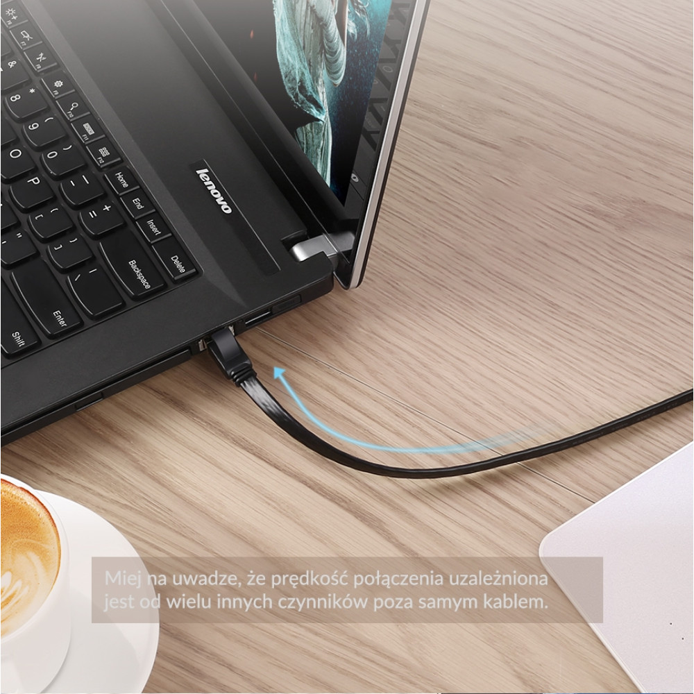 Ugreen NW106 Flat Καλώδιο Ethernet RJ45 σε RJ45 - 10Gbps - Cat.7 - STP - 5m - Black (11263)