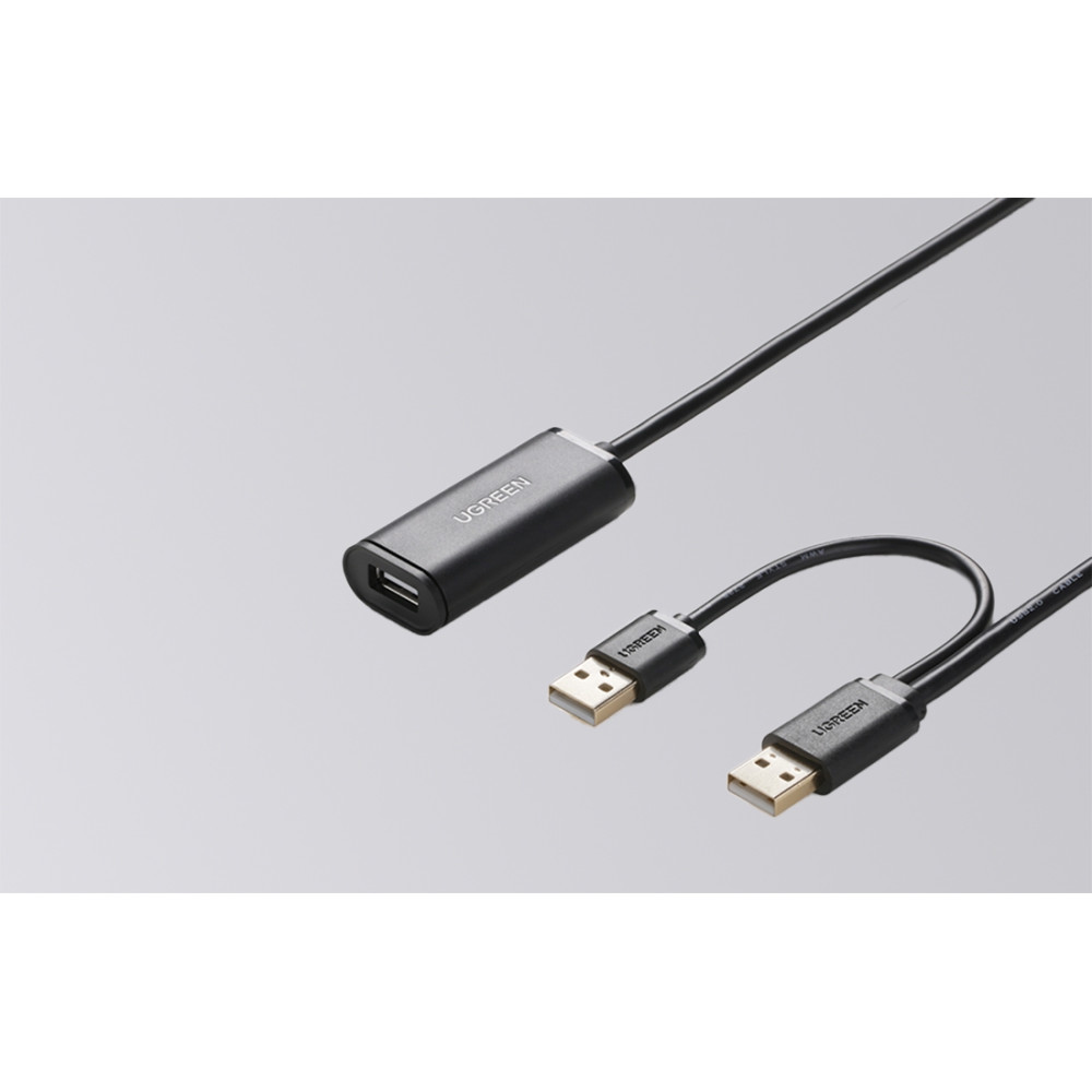 Ugreen Deluxe Computer Cable USB 2.0 - Ενεργό Καλώδιο Επέκτασης / Ενίσχυσης Σήματος - 2 x USB-A (male) σε 1 x USB-A (female) - 5m - Black (20213)