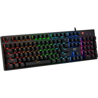 Havit Backlit Mechanical Gaming Keyboard - Ενσύρματο RGB Gaming Μηχανικό Πληκτρολόγιο με Custom Blue Διακόπτες - US - Black (HVKB-KB858L-BK)