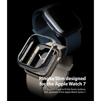 Ringke Θήκη Slim Case - Apple Watch 9 / 8 / 7 45mm - Clear / Dark Chrome - 2 Τεμάχια (8809848200526)