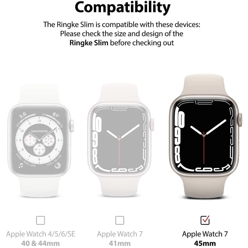 Ringke Θήκη Slim Case - Apple Watch 9 / 8 / 7 45mm - Clear / Matte Black - 2 Τεμάχια (8809848200267)