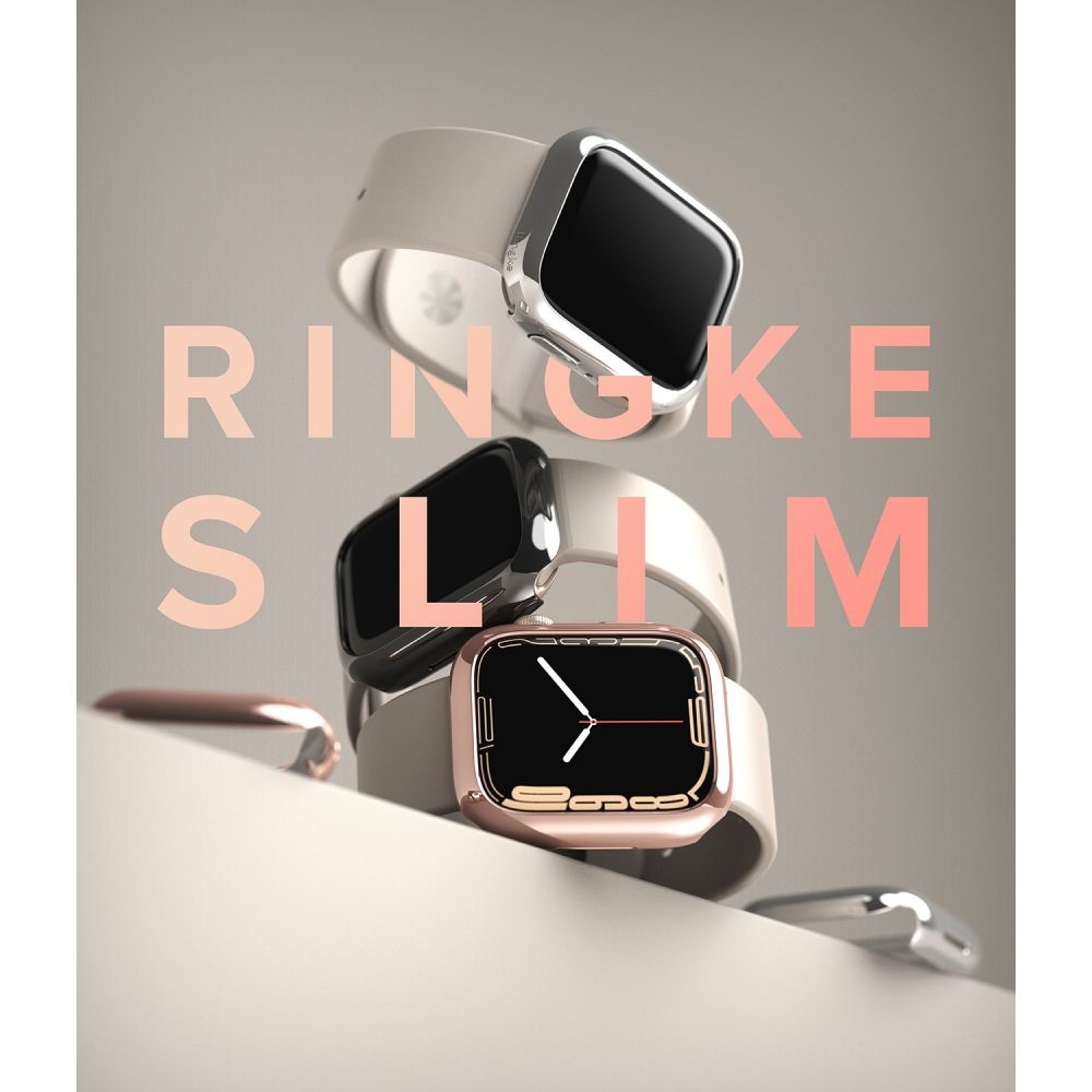 Ringke Θήκη Slim Case - Apple Watch 9 / 8 / 7 41mm - Clear / Chrome Rose Gold - 2 Τεμάχια (8809848201028)