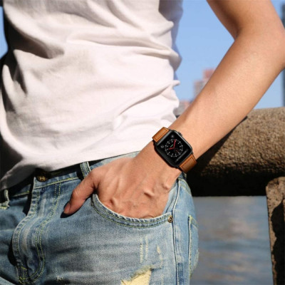 Tech-Protect Δερμάτινο Λουράκι Leatherfit - Apple Watch Ultra/SE/11/10/9/8/7/6/5/4 (49/46/45/44mm) - Brown (0795787713716)