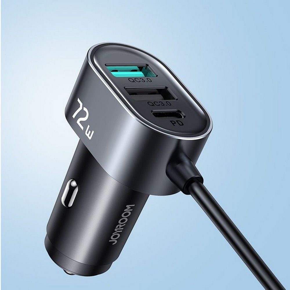 Joyroom Multi-Port Fast Car Charger - Φορτιστής Αυτοκινήτου με 3 x USB-A / 2 x Type-C - QC3.0 - 150cm - 72W - Black (JR-CL05)