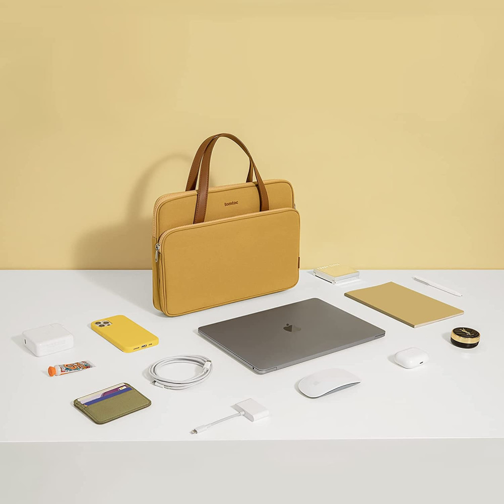 Tomtoc Premium Lady Handle Bag - Τσάντα Μεταφοράς Laptop έως 14" - Yellow (H21-C01Y01)