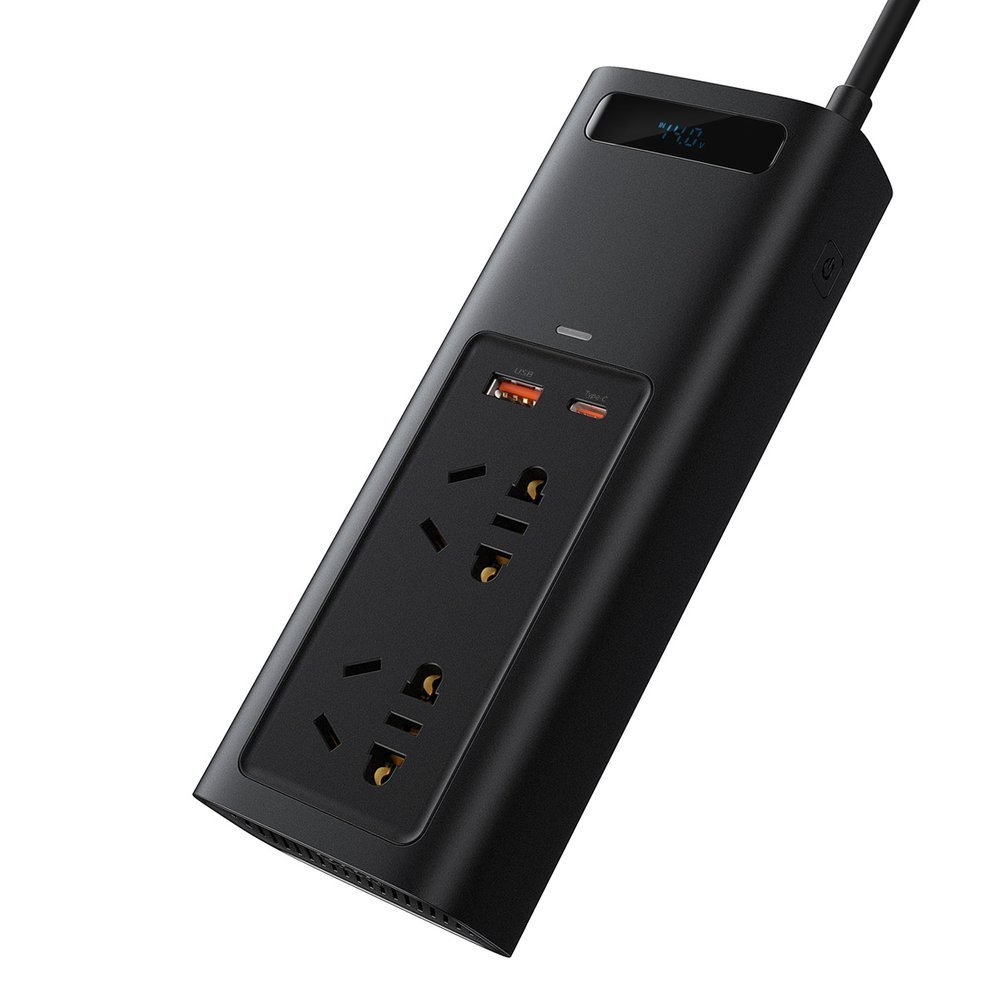 Baseus Inverter In-Car Power Supply Station - Φορτιστής Αυτοκινήτου με 1 x USB-A / 1 x Type-C / 2 x AC - 150W - Black (CRNBQ-A01)