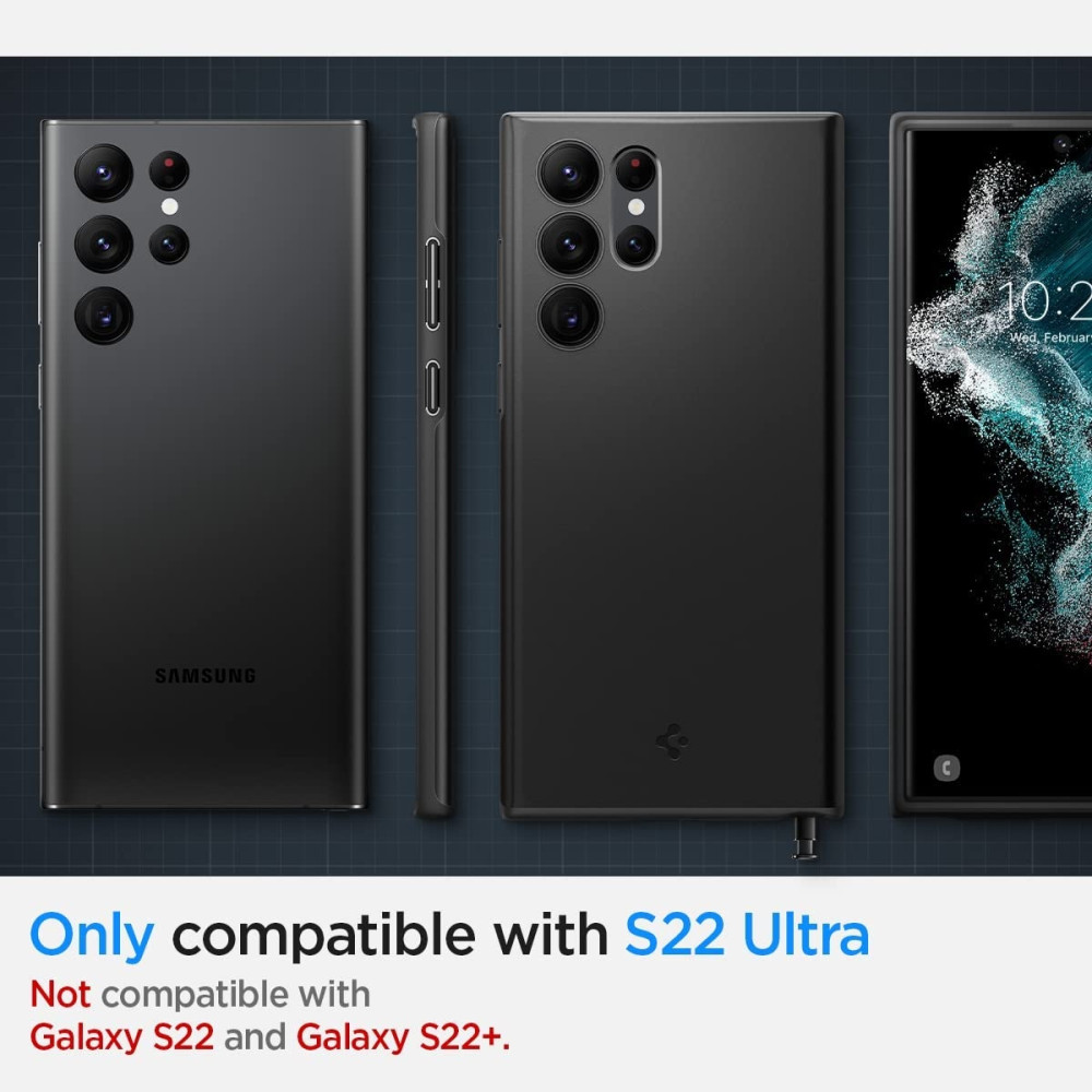 Spigen Θήκη Thin Fit - Samsung Galaxy S22 Ultra 5G - Black (ACS03911)