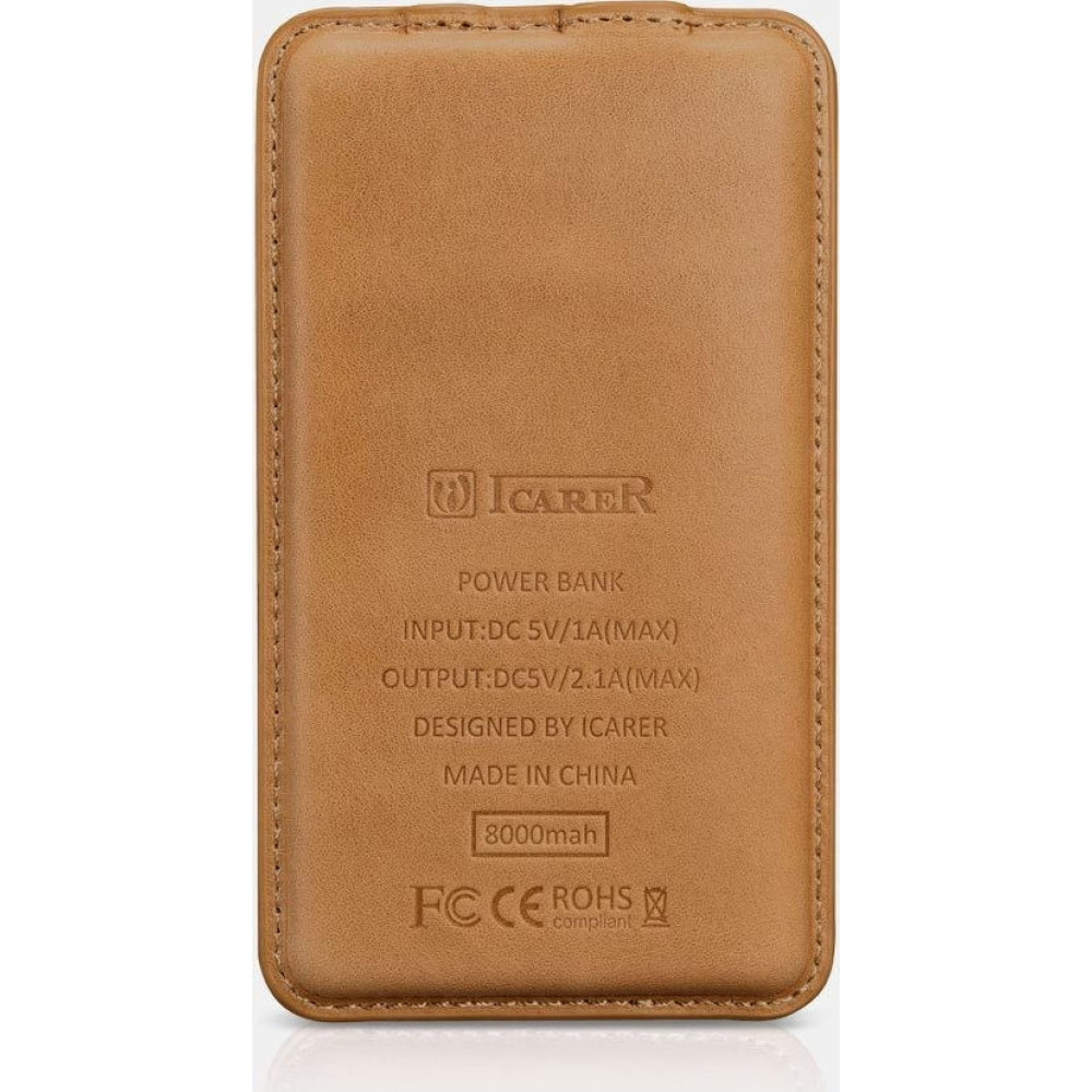 iCarer Vintage Leather PowerBank με Δερμάτινη Επένδυση / Φορητή Μπαταρία Φόρτισης με 1 x USB-A - 8000mAh - Brown (IYD0002-GG)