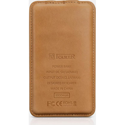 iCarer Vintage Leather PowerBank με Δερμάτινη Επένδυση / Φορητή Μπαταρία Φόρτισης με 1 x USB-A - 8000mAh - Brown (IYD0002-GG)