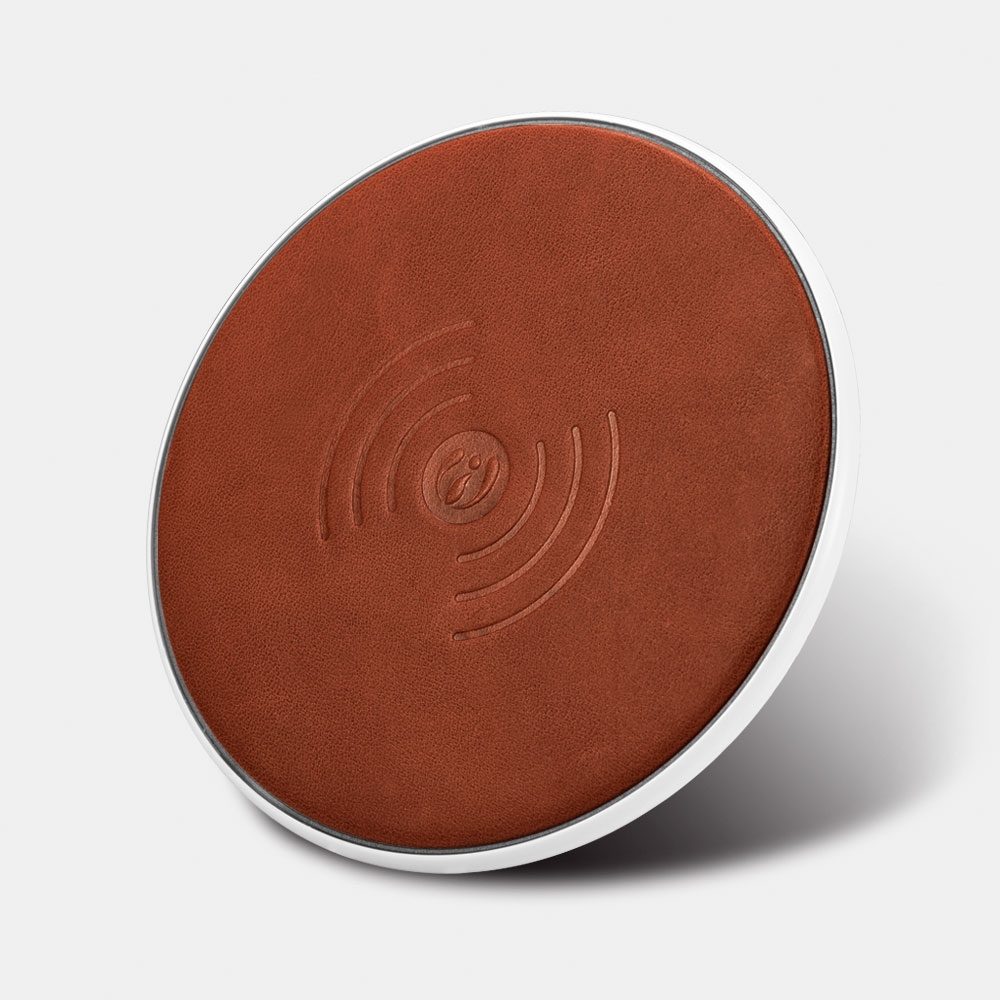 iCarer NW180 Genuine Leather Wireless Charging - Δερμάτινη Βάση Ασύρματης Φόρτισης Qi - 1A - Brown (IWXC001-BN)