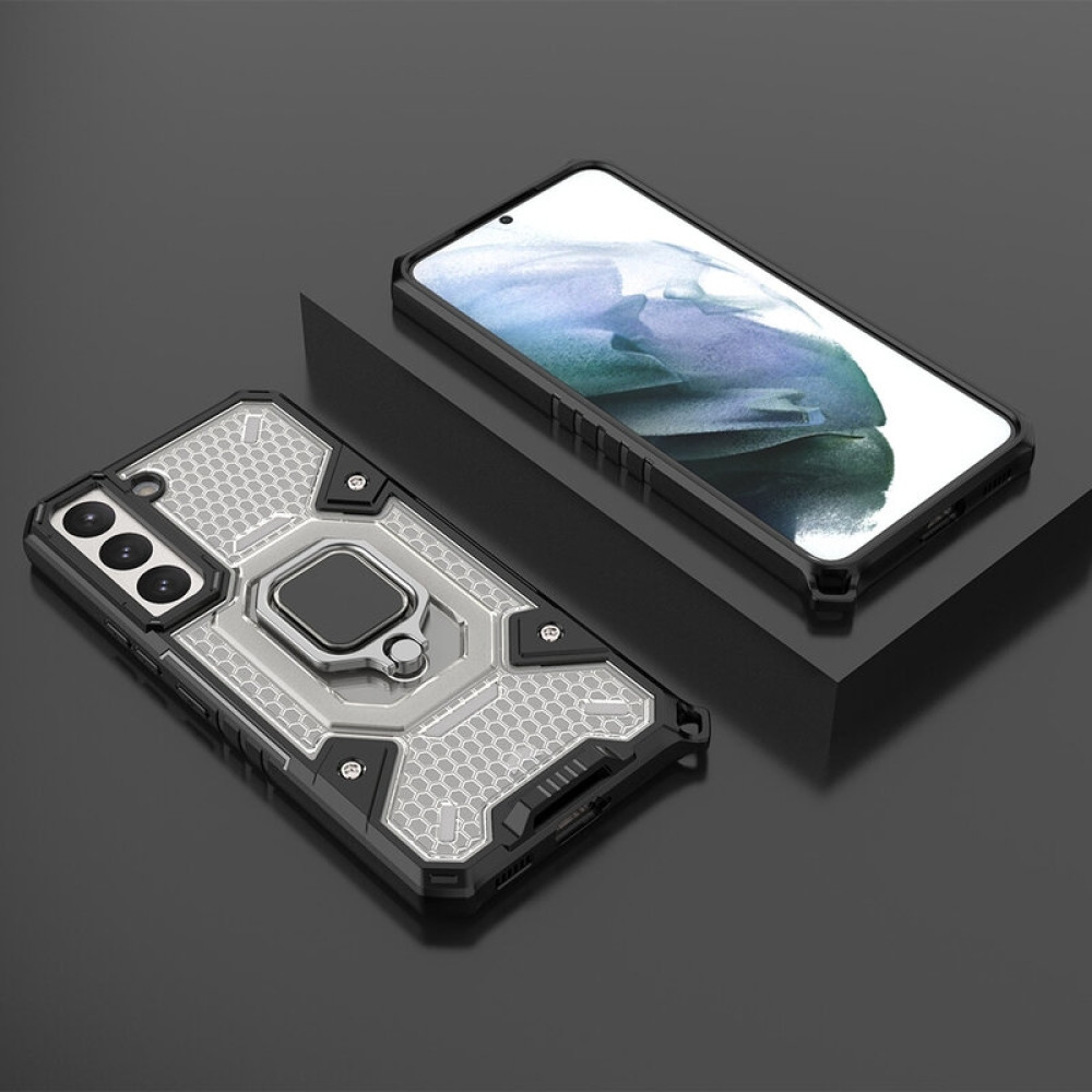 Vivid Honeycomb Armor - Ανθεκτική Θήκη Samsung Galaxy S22 Plus 5G με Μεταλλικό Ring Holder - Black (UNARMORGALAXYS22PLUSBK)
