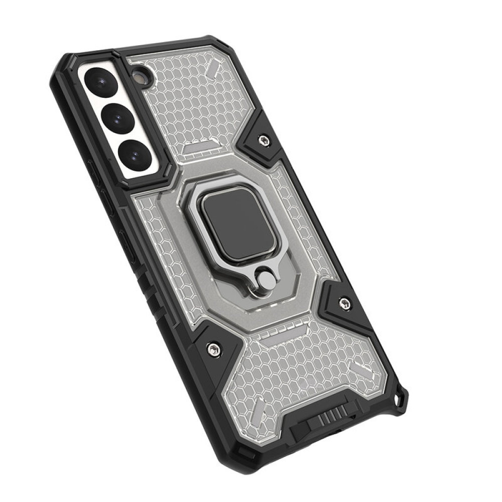 Vivid Honeycomb Armor - Ανθεκτική Θήκη Samsung Galaxy S22 Plus 5G με Μεταλλικό Ring Holder - Black (UNARMORGALAXYS22PLUSBK)