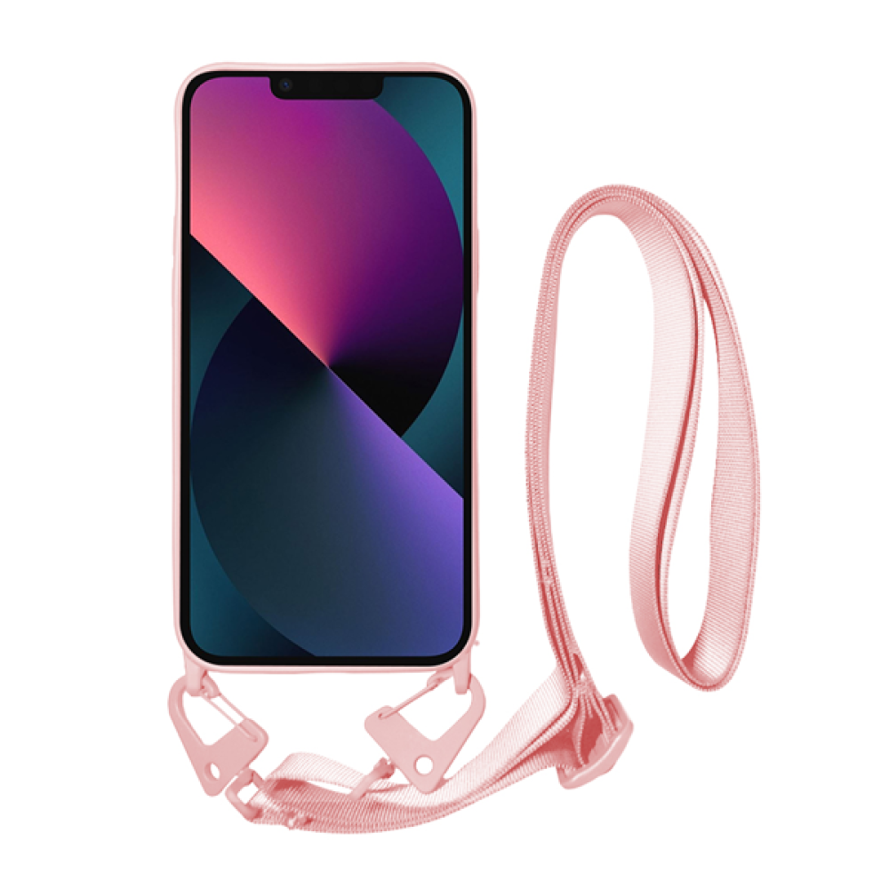 Vivid Silicone Strap - Θήκη Σιλικόνης με Λουράκι Λαιμού - Apple iPhone 13 - Nude (VISISTRAP196NUDE)