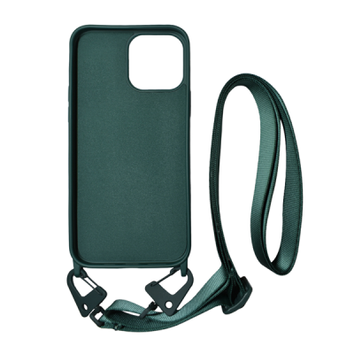 Vivid Silicone Strap - Θήκη Σιλικόνης με Λουράκι Λαιμού - Apple iPhone 13 Pro - Pine Green (VISISTRAP197PINEGR)