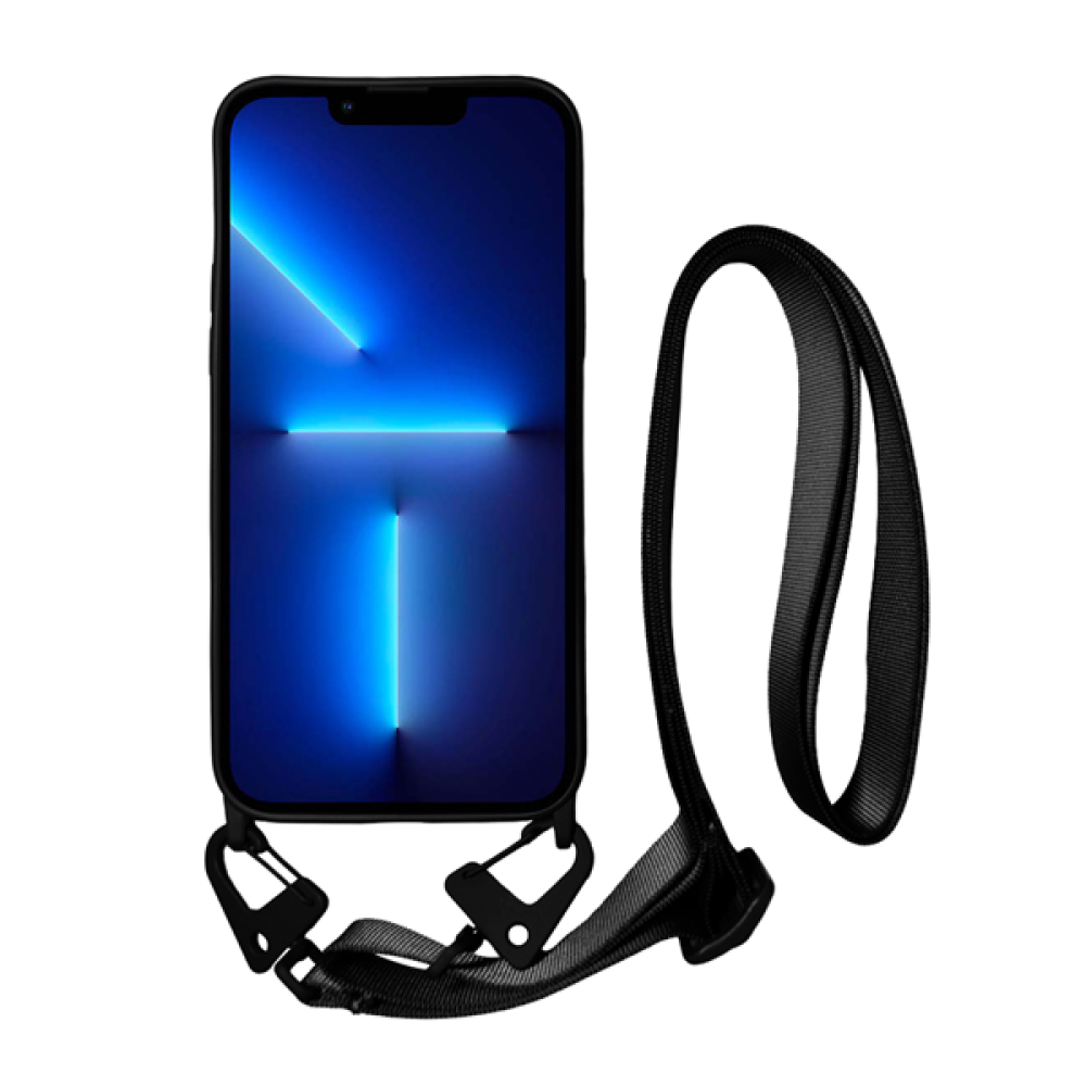 Vivid Silicone Strap - Θήκη Σιλικόνης με Λουράκι Λαιμού - Apple iPhone 13 Pro - Black (VISISTRAP197BK)