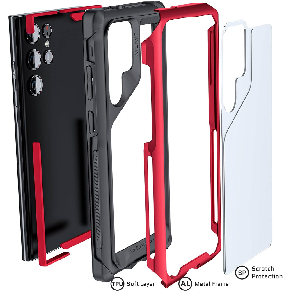 Ghostek Atomic Slim 4 - Ανθεκτική Θήκη Samsung Galaxy S22 Ultra 5G - Red (GHOCAS2956)