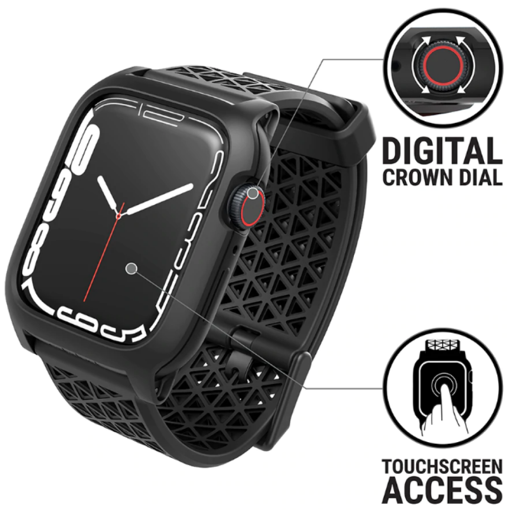 Catalyst Ανθεκτική Θήκη Active Defence και Λουράκι Σιλικόνης Apple Watch 9 / 8 / 7 45mm - Stealth Black (CAT45DROP7BLK)