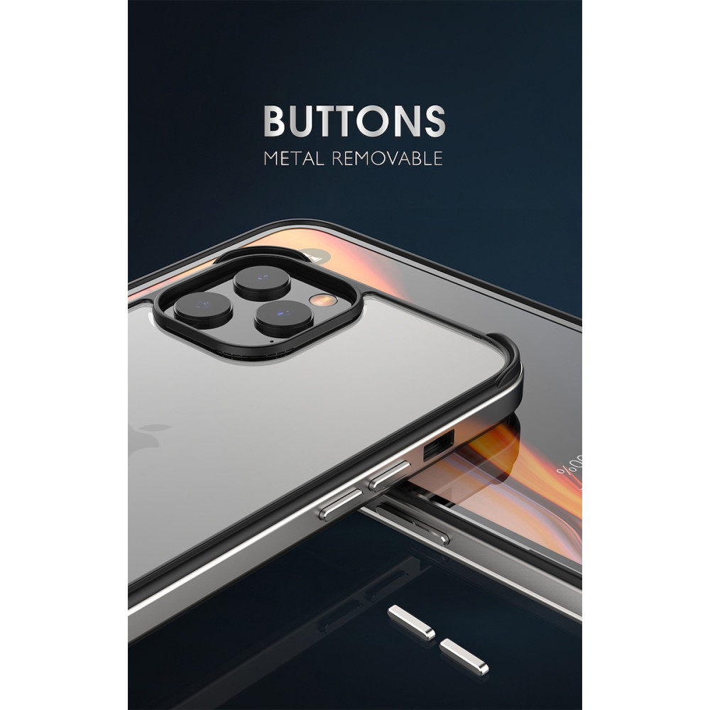 Bodycell Aluminium Bumper - Διάφανη Σκληρή Θήκη με Bumper Αλουμινίου - Apple iPhone 12 Pro Max - Silver (5206015056567)