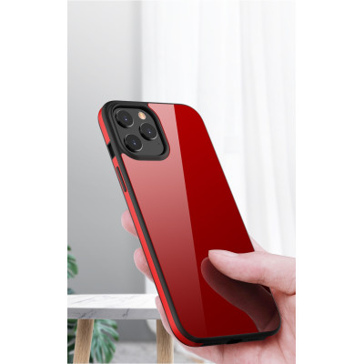 Bodycell Back Glass Aluminium Bumper - Θήκη με Πλάτη από Tempered Glass και Bumper Αλουμινίου - Apple iPhone 12 / 12 Pro - Red (5206015056598)
