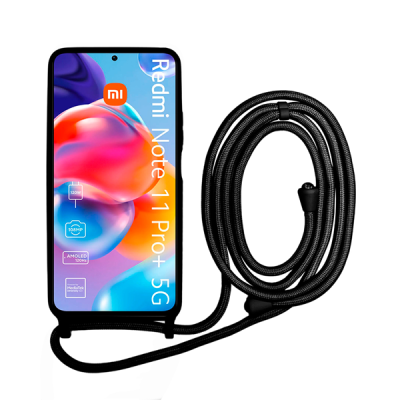 Vivid Silicone Lace - Θήκη Σιλικόνης με Λουράκι Λαιμού - Xiaomi Redmi Note 11 Pro Plus 5G - Black (VISILACE22BK)