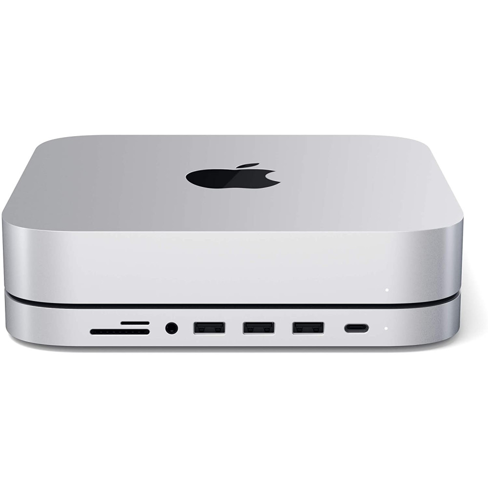 Satechi Stand Hub Βάση Αλουμινίου για Mac Mini 2023 / M1 2020 / 2018 / Mac Studio 2023 / 2022 - Με Θύρες 1 x Type-C / 3 x USB-A / 1 x 3.5mm Jack / 1 x SD & Micro SD - Silver (ST-ABHFS)